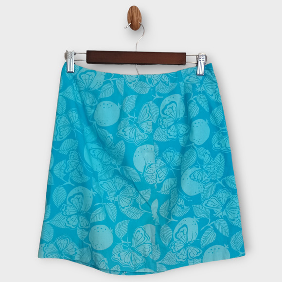 Lilly Pulitzer Skirt Women's 4 Blue Floral Hawaiian Tropical Beachy Summer Girl - Picture 2 of 5